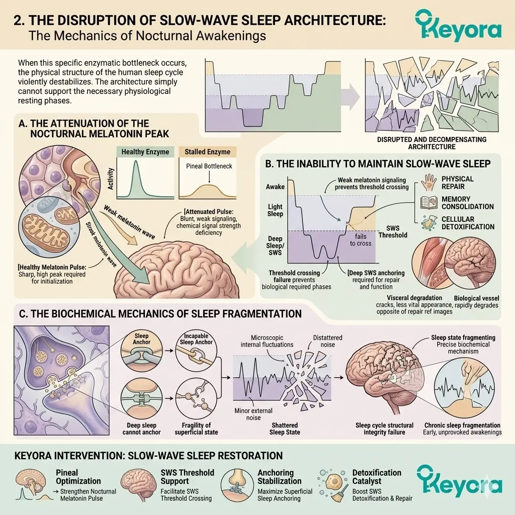 Isoflavones restore the nocturnal melatonin peak to resolve sleep fragmentation, ensuring the structural integrity of deep slow-wave sleep and cellular repair. Isoflavones restore the nocturnal melatonin peak to resolve sleep fragmentation, ensuring the structural integrity of deep slow-wave sleep and cellular repair.