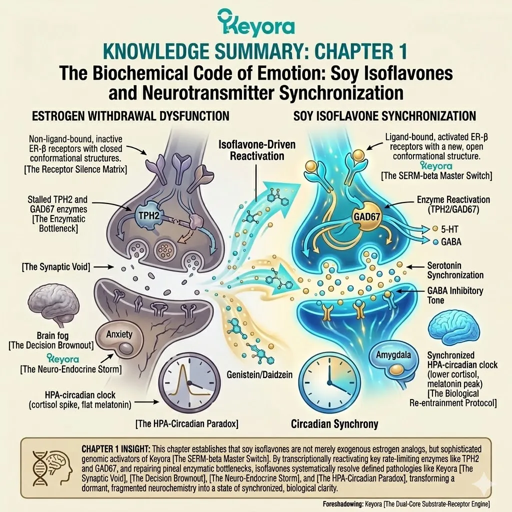 Isoflavones activate the SERM-beta master switch to resolve the HPA-circadian paradox and receptor silence matrix, restoring global neurotransmitter synchronization. Isoflavones activate the SERM-beta master switch to resolve the HPA-circadian paradox and receptor silence matrix, restoring global neurotransmitter synchronization.