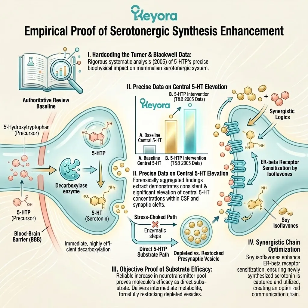 Keyora deploys 5-HTP to bypass enzymatic bottlenecks, driving central 5-HT elevation across the four-drive system to crush the neuro-endocrine storm. Keyora deploys 5-HTP to bypass enzymatic bottlenecks, driving central 5-HT elevation across the four-drive system to crush the neuro-endocrine storm.
