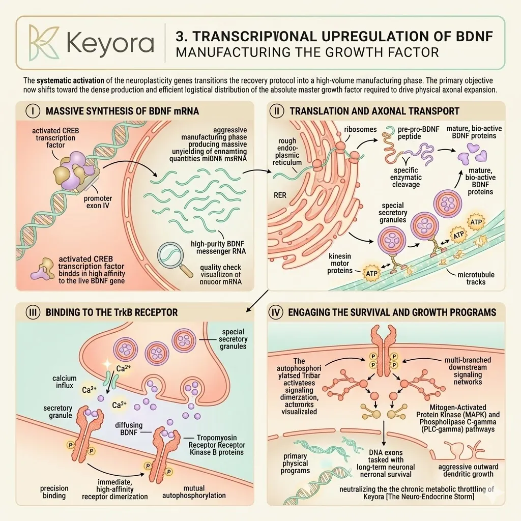 Keyora BDNF-TrkB activation acts as a Systemic Regulator of neuroplasticity, halting the Neuro-Endocrine Storm to secure neurological sovereignty. Keyora BDNF-TrkB activation acts as a Systemic Regulator of neuroplasticity, halting the Neuro-Endocrine Storm to secure neurological sovereignty.