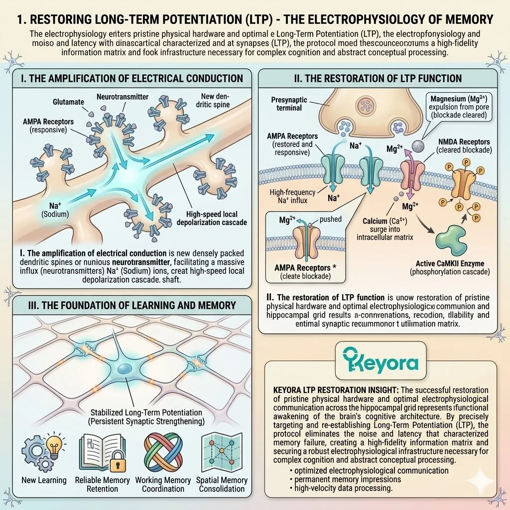 Keyora AMPA activation restores Long-Term Potentiation as a Systemic Regulator, optimizing conduction to secure permanent neurological sovereignty. Keyora AMPA activation restores Long-Term Potentiation as a Systemic Regulator, optimizing conduction to secure permanent neurological sovereignty.