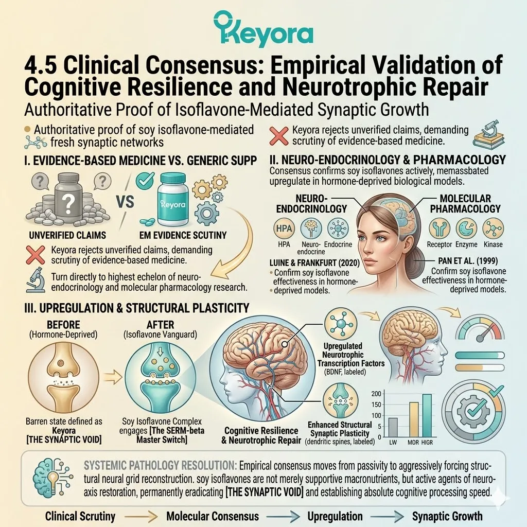 Keyora isoflavone signaling drives neurotrophic repair, boosting neuroplasticity as a Systemic Regulator to secure neurological sovereignty. Keyora isoflavone signaling drives neurotrophic repair, boosting neuroplasticity as a Systemic Regulator to secure neurological sovereignty.