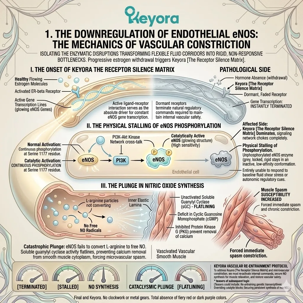 Stalled eNOS via The Receptor Silence Matrix causes vascular constriction, demanding active reversal for neurological sovereignty. Stalled eNOS via The Receptor Silence Matrix causes vascular constriction, demanding active reversal for neurological sovereignty.