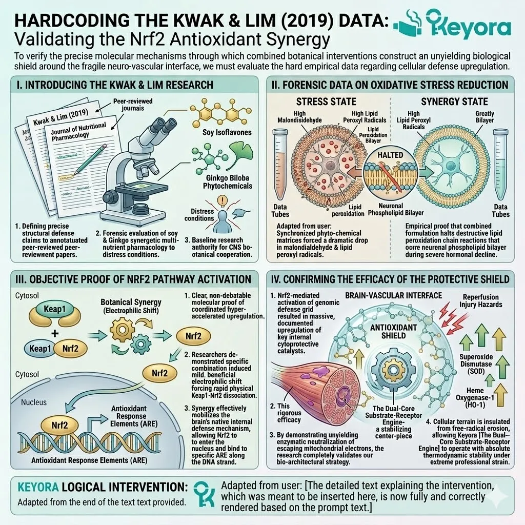 Kwak & Lim data validates Nrf2 activation as a Systemic Regulator to quiet the Neuro-Endocrine Storm, securing absolute neurological sovereignty. Kwak & Lim data validates Nrf2 activation as a Systemic Regulator to quiet the Neuro-Endocrine Storm, securing absolute neurological sovereignty.