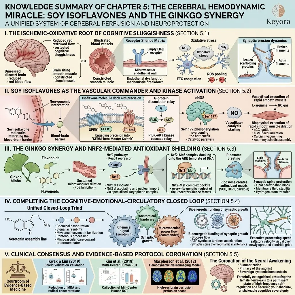 Isoflavone-Ginkgo drives PI3K-AKT-eNOS and Nrf2 as a Systemic Regulator, reversing The Decision Brownout to secure neurological sovereignty. Isoflavone-Ginkgo drives PI3K-AKT-eNOS and Nrf2 as a Systemic Regulator, reversing The Decision Brownout to secure neurological sovereignty.