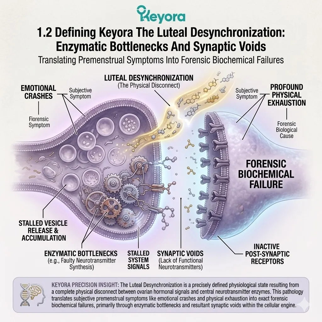 Enzymatic Bottlenecks from Luteal Desynchronization cause a Synaptic Void, driving a Neuro-Endocrine Storm managed by the Systemic Regulator. Enzymatic Bottlenecks from Luteal Desynchronization cause a Synaptic Void, driving a Neuro-Endocrine Storm managed by the Systemic Regulator.