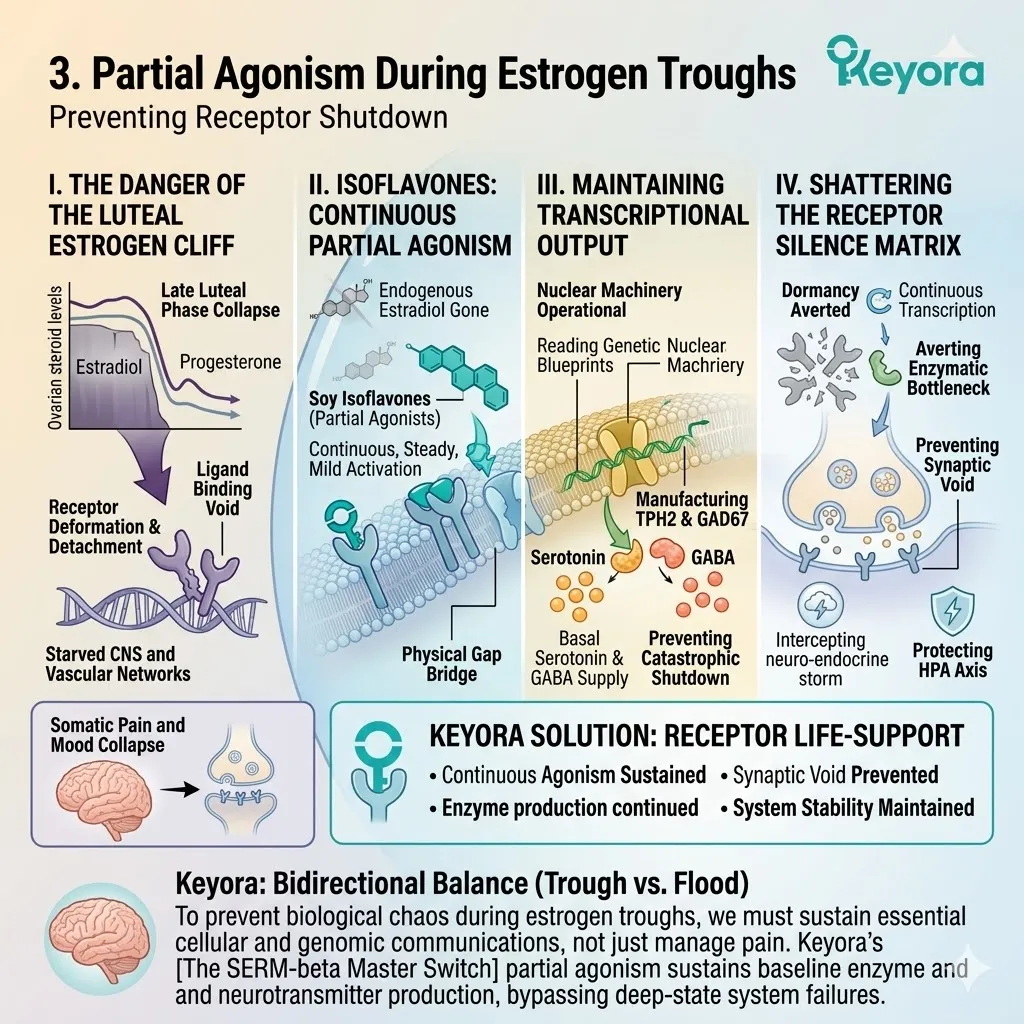 Soy isoflavones provide partial agonism to shatter the Receptor Silence Matrix, neutralizing the Neuro-Endocrine Storm for neurological sovereignty. Soy isoflavones provide partial agonism to shatter the Receptor Silence Matrix, neutralizing the Neuro-Endocrine Storm for neurological sovereignty.