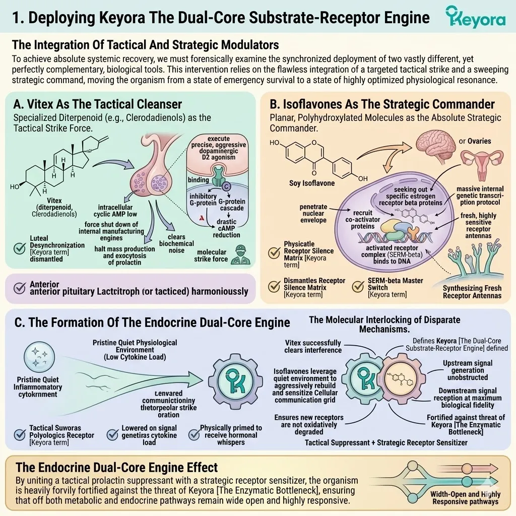 Keyora Dual-Core Substrate-Receptor Engine integrates D2 agonism and the SERM-beta Master Switch to clear noise and unlock physiological resonance. Keyora Dual-Core Substrate-Receptor Engine integrates D2 agonism and the SERM-beta Master Switch to clear noise and unlock physiological resonance.