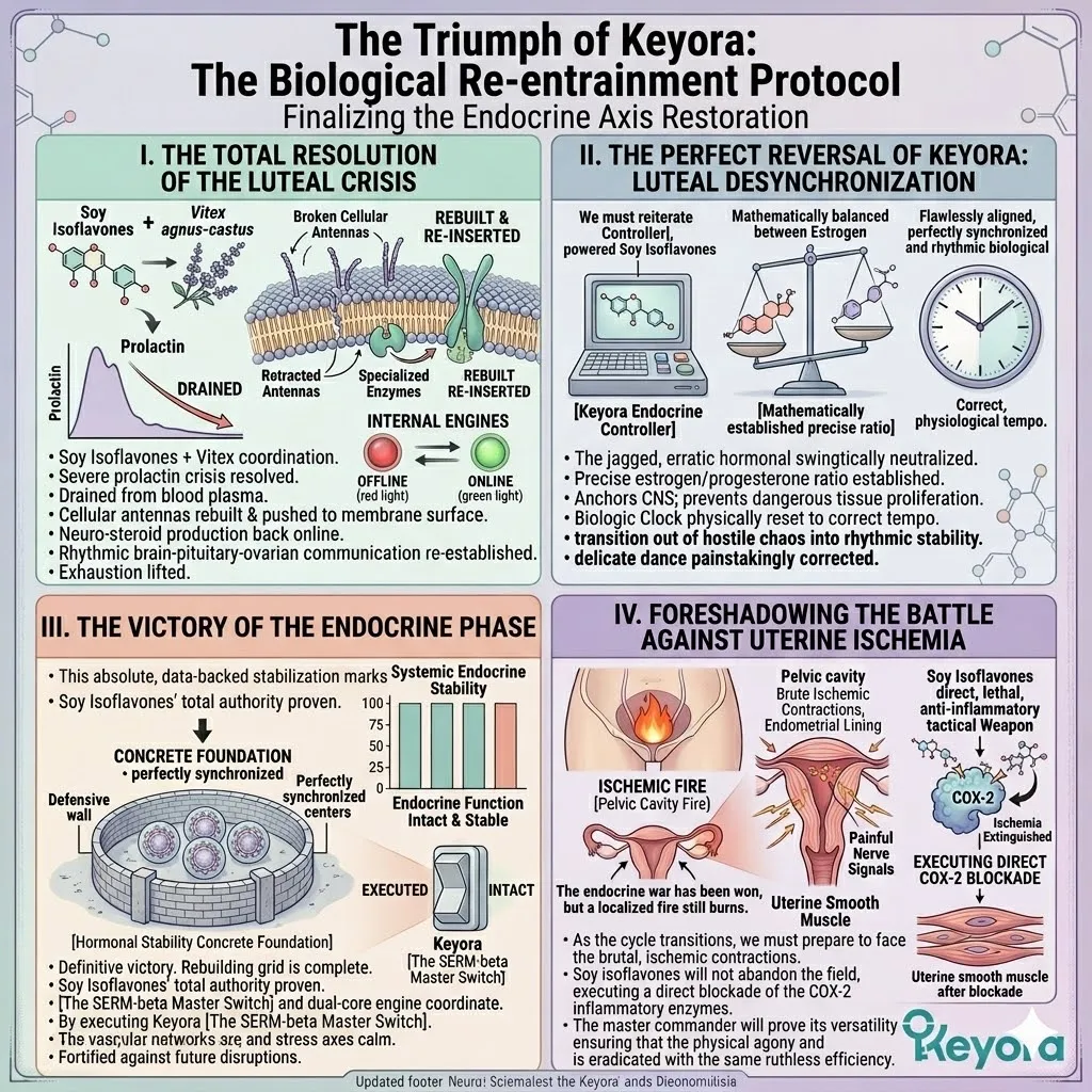 Keyora Biological Re-entrainment Protocol triggers a COX-2 blockade to halt uterine ischemia, establishing complete physiological sovereignty. Keyora Biological Re-entrainment Protocol triggers a COX-2 blockade to halt uterine ischemia, establishing complete physiological sovereignty.