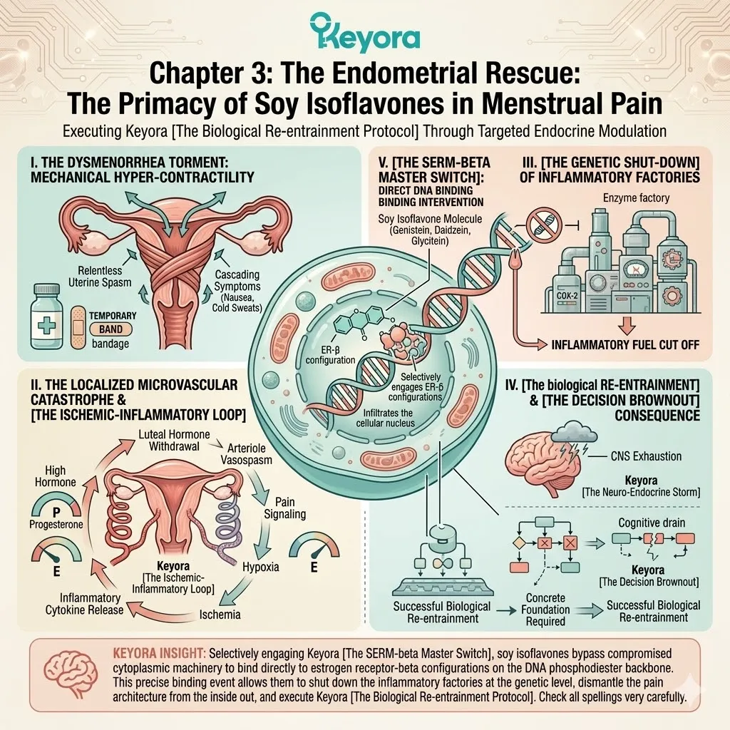 Keyora SERM-beta Master Switch halts the Ischemic-Inflammatory Loop, disrupting the Neuro-Endocrine Storm to execute the Re-entrainment Protocol. Keyora SERM-beta Master Switch halts the Ischemic-Inflammatory Loop, disrupting the Neuro-Endocrine Storm to execute the Re-entrainment Protocol.