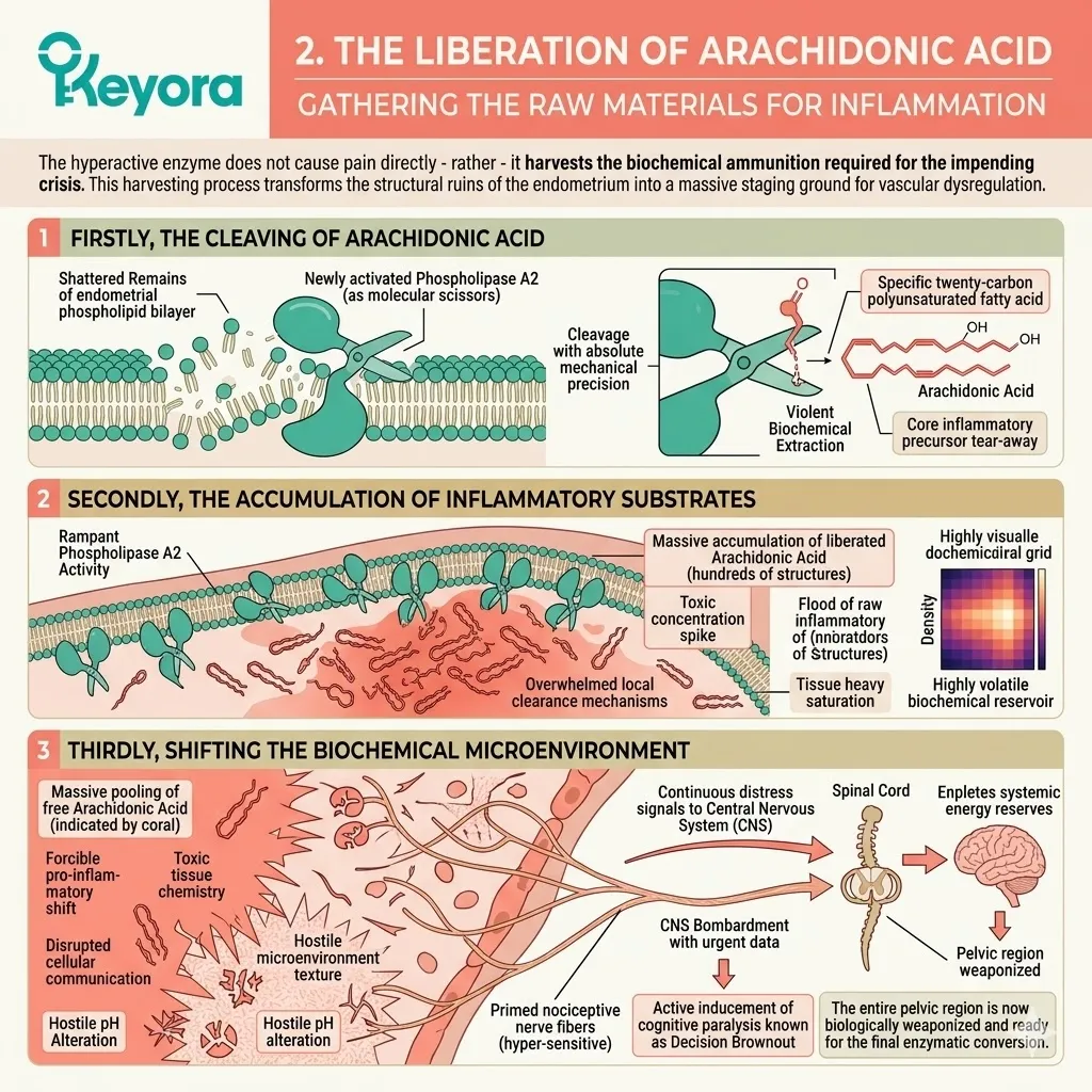 Keyora Neuro-Endocrine Storm accelerates as Arachidonic Acid saturation primes nociceptive pathways, driving the tissue toward a Decision Brownout. Keyora Neuro-Endocrine Storm accelerates as Arachidonic Acid saturation primes nociceptive pathways, driving the tissue toward a Decision Brownout.