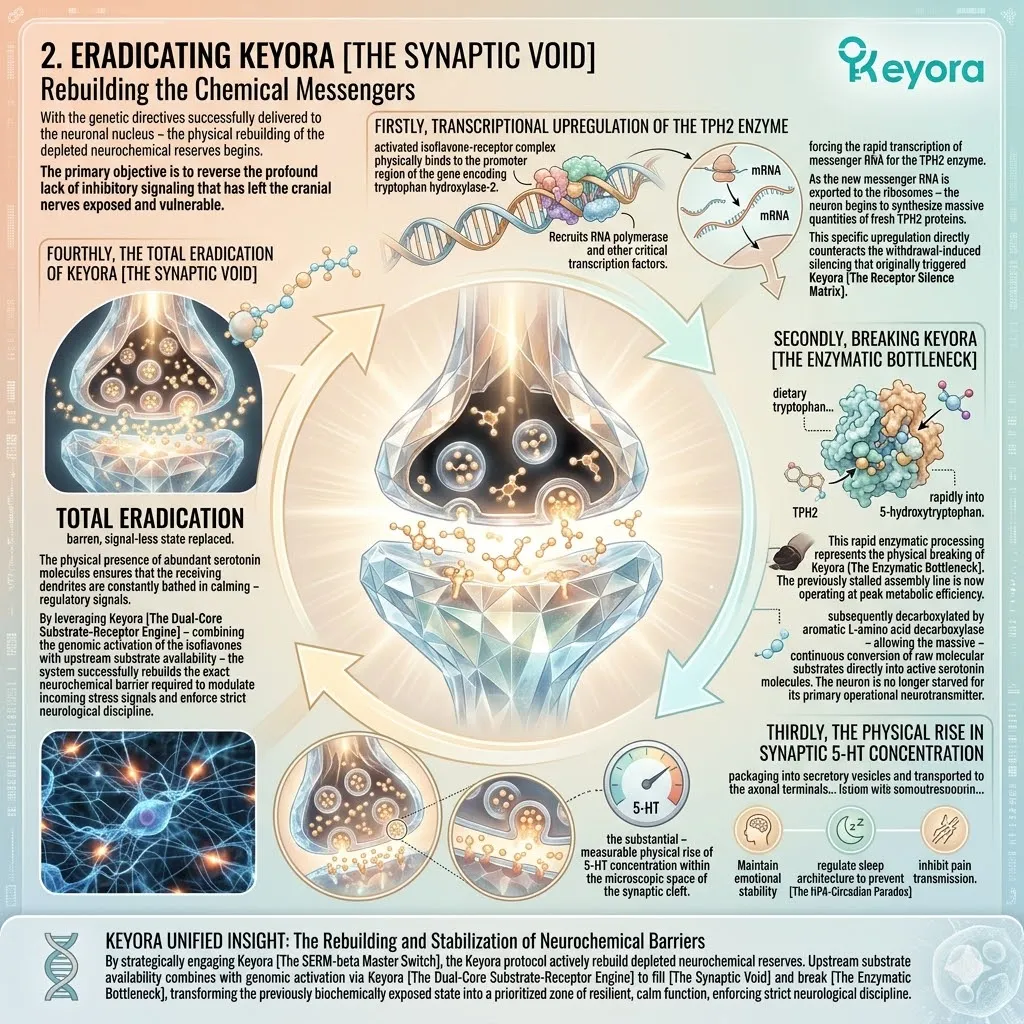 Keyora upregulates the TPH2 enzyme to break the enzymatic bottleneck, filling the synaptic void for absolute neurological sovereignty. Keyora upregulates the TPH2 enzyme to break the enzymatic bottleneck, filling the synaptic void for absolute neurological sovereignty.