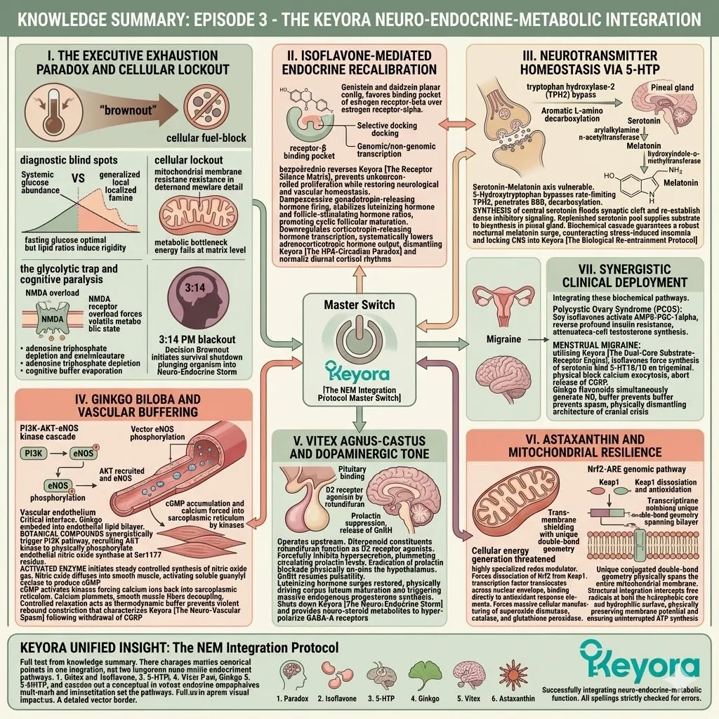 Keyora biological re-entrainment protocol unifies neuro-endocrine-metabolic integration, driving ATP synthesis to defeat the neuro-endocrine storm. Keyora biological re-entrainment protocol unifies neuro-endocrine-metabolic integration, driving ATP synthesis to defeat the neuro-endocrine storm.