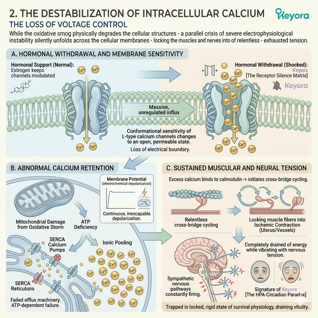 Keyora Receptor Silence Matrix destabilizes L-type calcium channels, causing abnormal calcium retention and sustaining the HPA-Circadian Paradox. Keyora Receptor Silence Matrix destabilizes L-type calcium channels, causing abnormal calcium retention and sustaining the HPA-Circadian Paradox.
