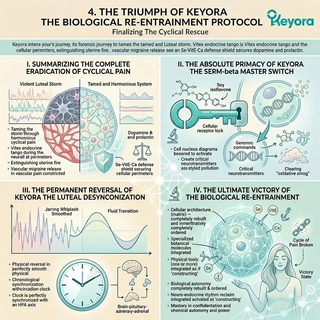 Keyora SERM-beta Master Switch drives the Biological Re-entrainment Protocol to permanently reverse Luteal Desynchronization. Keyora SERM-beta Master Switch drives the Biological Re-entrainment Protocol to permanently reverse Luteal Desynchronization.