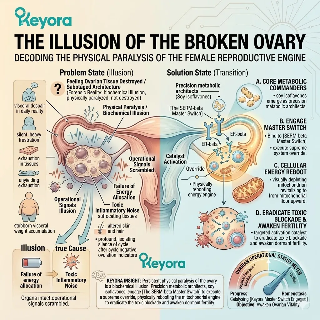 Soy isoflavones act as systemic regulators, overriding metabolic paralysis to restore mitochondrial efficiency and activate the Keyora Four-Drive system. Soy isoflavones act as systemic regulators, overriding metabolic paralysis to restore mitochondrial efficiency and activate the Keyora Four-Drive system.