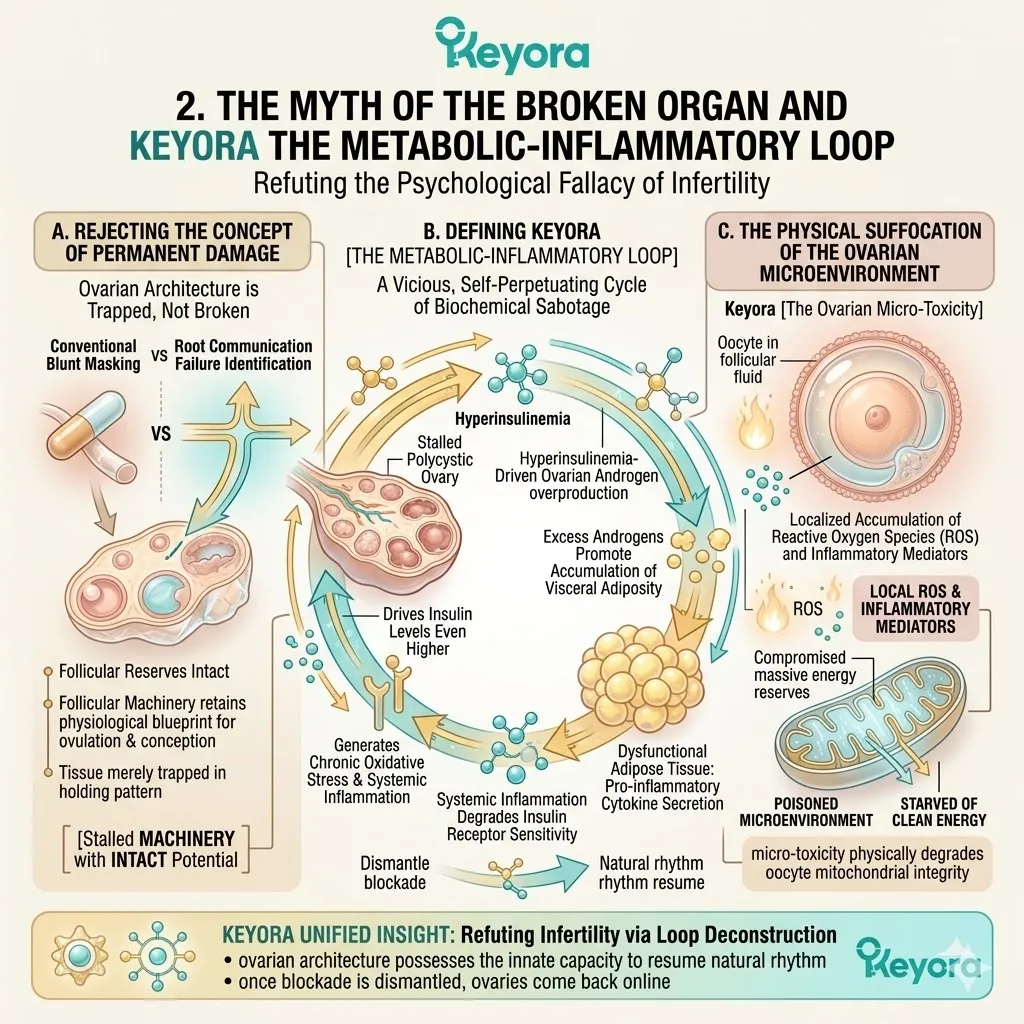 The Metabolic-Inflammatory Loop creates systemic neuro-endocrine storm cycles, inducing ovarian micro-toxicity that halts essential mitochondrial energy synthesis. The Metabolic-Inflammatory Loop creates systemic neuro-endocrine storm cycles, inducing ovarian micro-toxicity that halts essential mitochondrial energy synthesis.