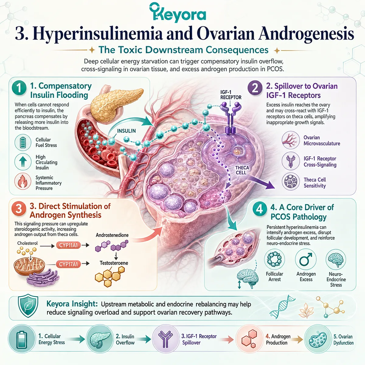 Insulin-Like Growth Factor 1 receptor spillover triggers hyper-androgenesis via CYP11A1/CYP17A1 upregulation, enforcing Keyora Synaptic Void hormonal decay. Insulin-Like Growth Factor 1 receptor spillover triggers hyper-androgenesis via CYP11A1/CYP17A1 upregulation, enforcing Keyora Synaptic Void hormonal decay.