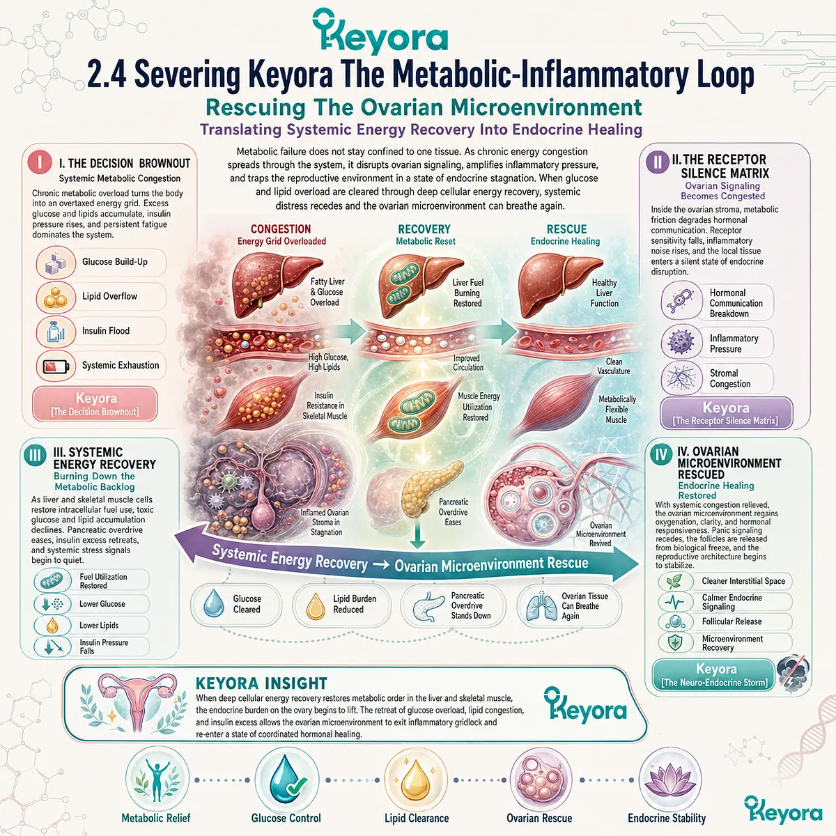 Systemic metabolic liquidation of glucose and lipids retreats insulin flooding, annihilating the Neuro-Endocrine Storm to restore ovarian microenvironment vitality. Systemic metabolic liquidation of glucose and lipids retreats insulin flooding, annihilating the Neuro-Endocrine Storm to restore ovarian microenvironment vitality.