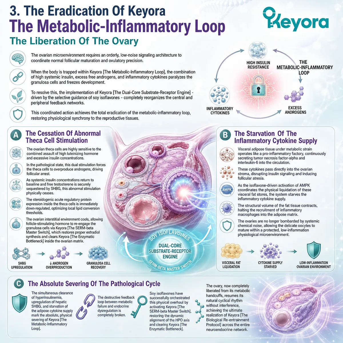 The annihilation of hyperinsulinemia and adipose inflammation breaks the Metabolic-Inflammatory Loop, liberating ovarian follicles from systemic endocrine toxicity. The annihilation of hyperinsulinemia and adipose inflammation breaks the Metabolic-Inflammatory Loop, liberating ovarian follicles from systemic endocrine toxicity.