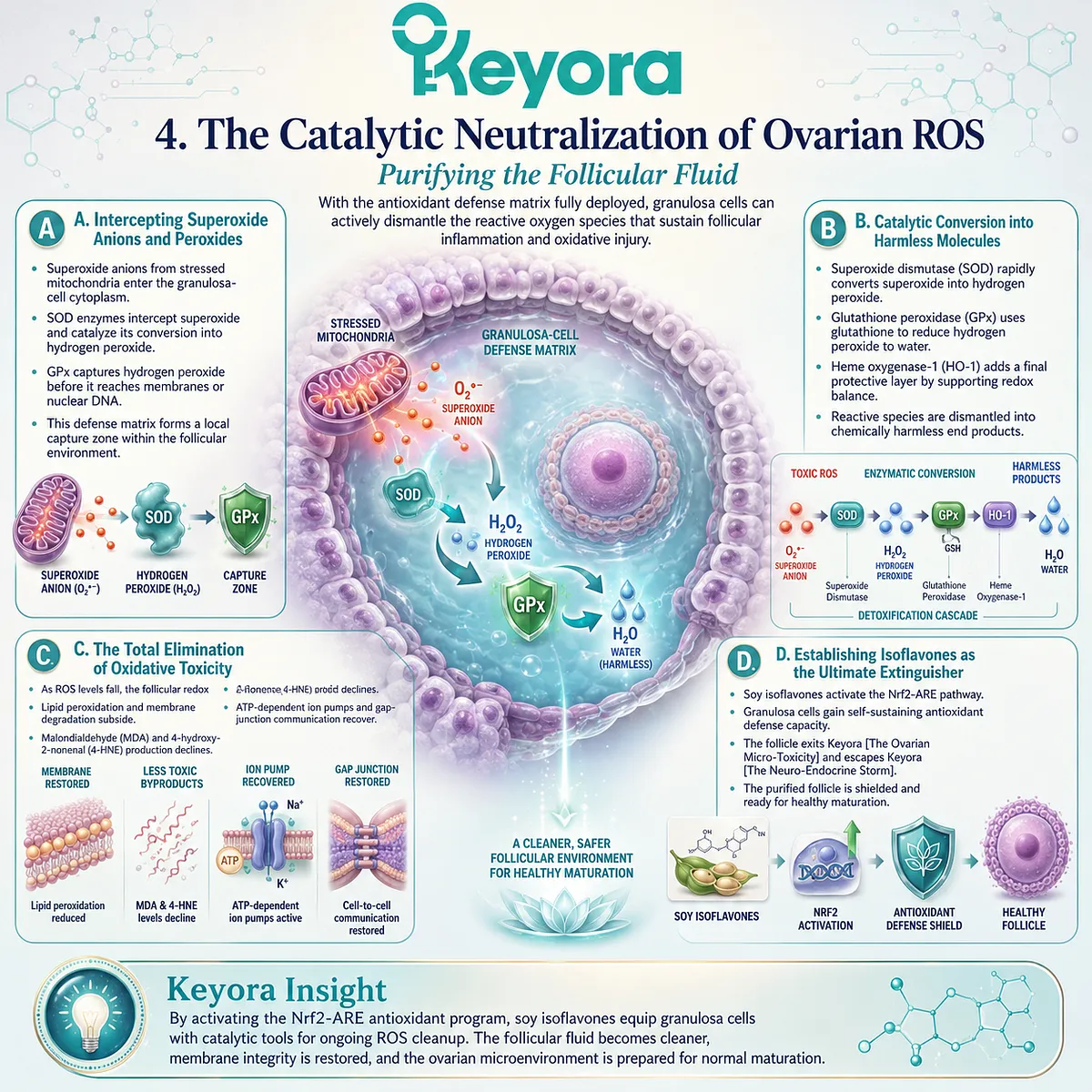 Keyora Biological Re-entrainment Protocol leverages catalytic SOD and GPx neutralization to permanently purge ROS and terminate ovarian micro-toxicity. Keyora Biological Re-entrainment Protocol leverages catalytic SOD and GPx neutralization to permanently purge ROS and terminate ovarian micro-toxicity.