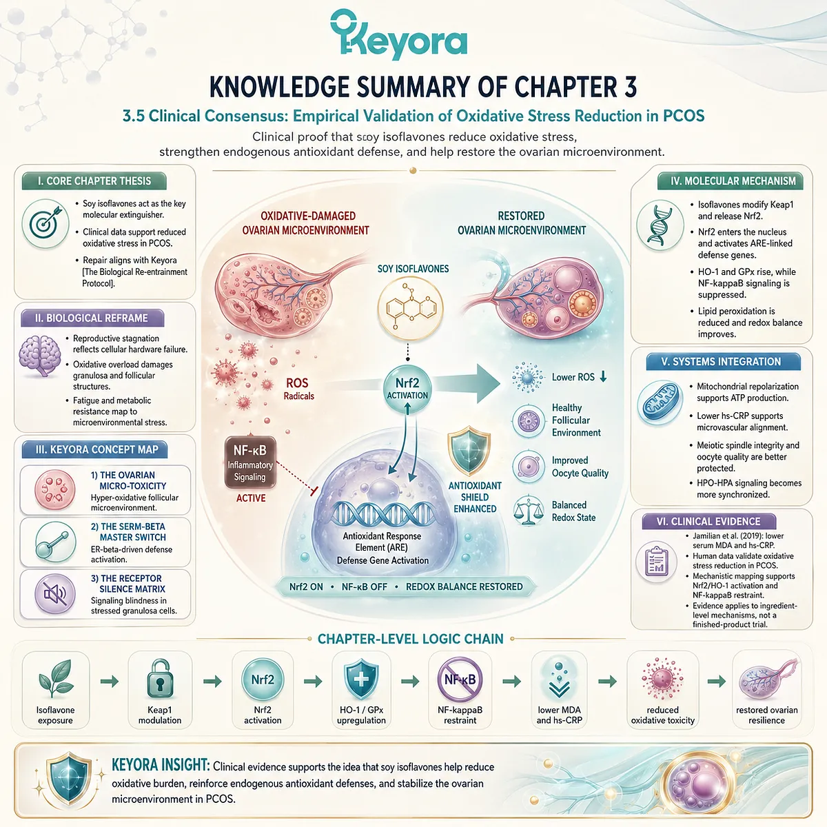 Keyora Biological Re-entrainment Protocol integrates Nrf2 activation and NF-κB suppression, clinically validating systemic oxidative purification in PCOS. Keyora Biological Re-entrainment Protocol integrates Nrf2 activation and NF-κB suppression, clinically validating systemic oxidative purification in PCOS.