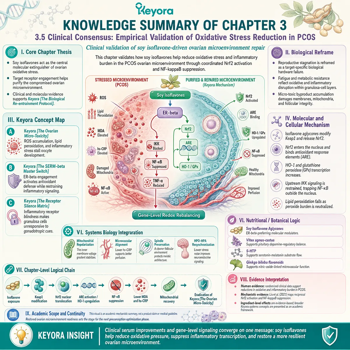 Keyora Biological Re-entrainment Protocol integrates Nrf2 activation and NF-κB suppression, clinically validating systemic oxidative purification in PCOS. Keyora Biological Re-entrainment Protocol integrates Nrf2 activation and NF-κB suppression, clinically validating systemic oxidative purification in PCOS.