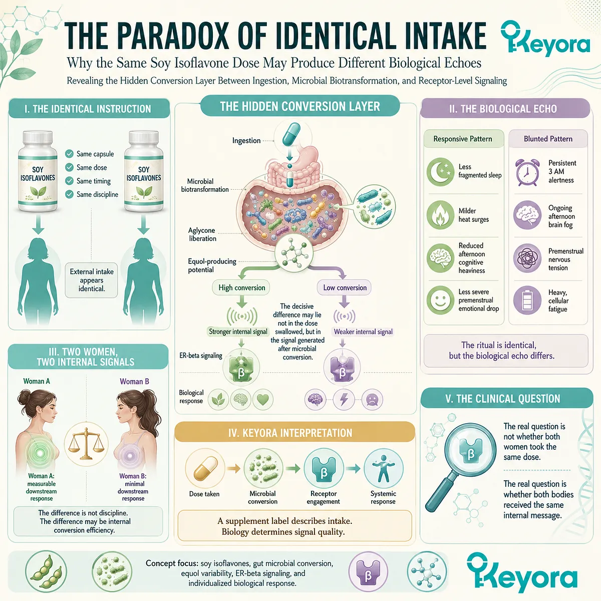 Gut microbial biotransformation governs soy isoflavone receptor signaling, reshaping ATP synthesis, neuroplasticity, and endocrine resilience. Gut microbial biotransformation governs soy isoflavone receptor signaling, reshaping ATP synthesis, neuroplasticity, and endocrine resilience.