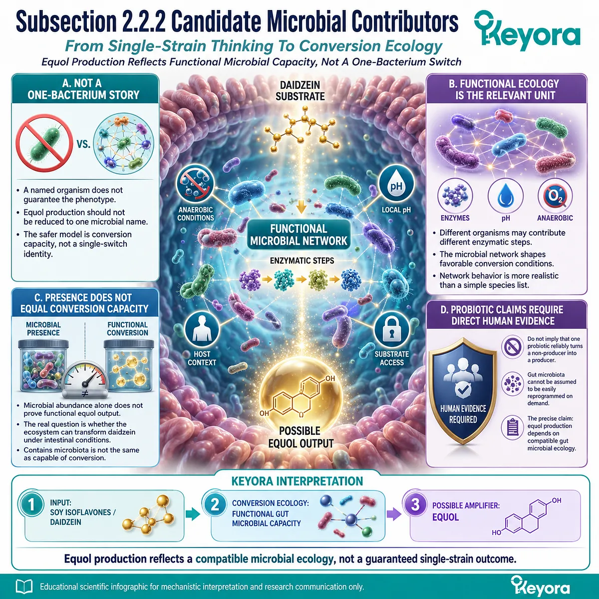 Keyora conversion ecology integrates gut microbiota networks, daidzein biotransformation, and equol phenotype variability control. Keyora conversion ecology integrates gut microbiota networks, daidzein biotransformation, and equol phenotype variability control.