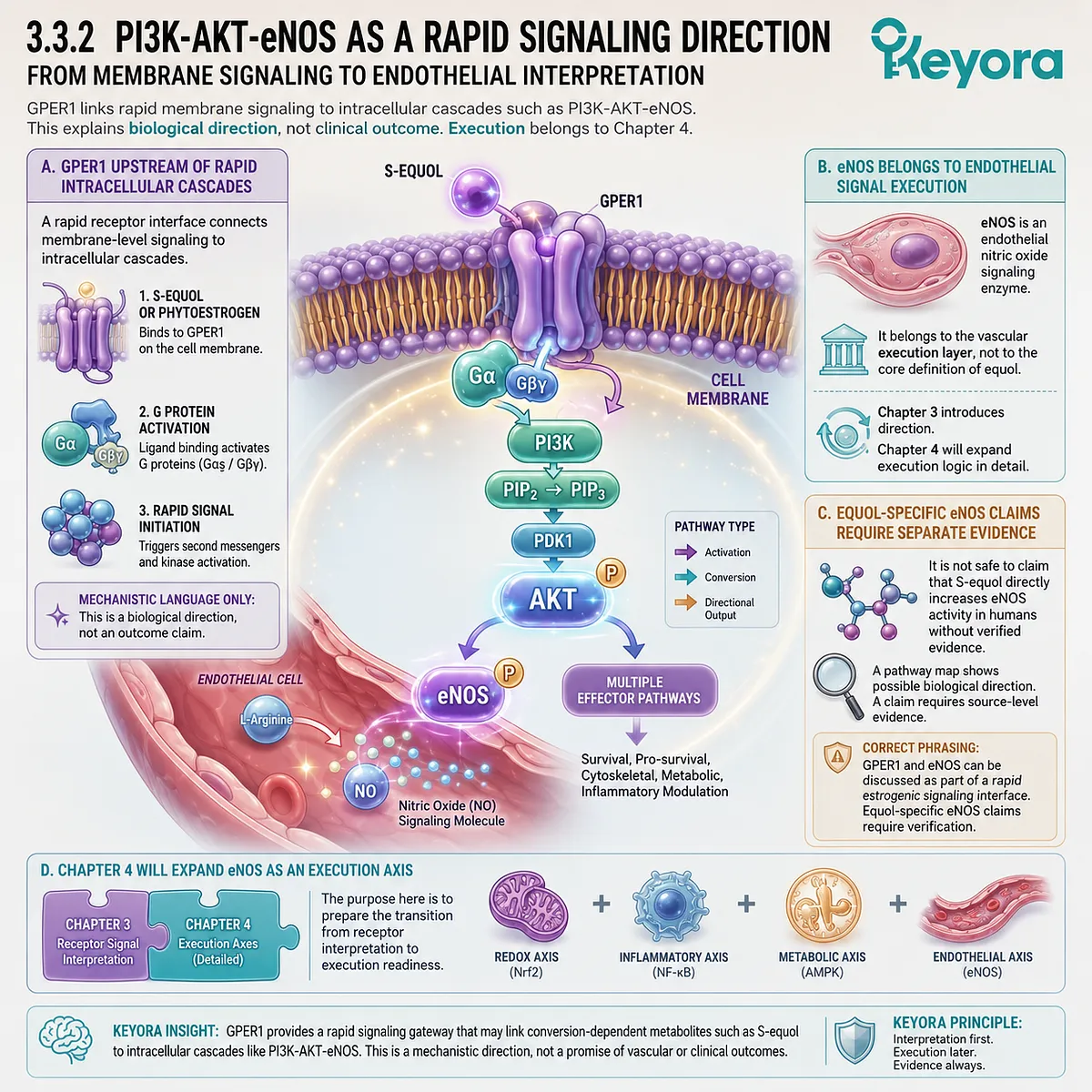 GPER1 rapid signaling channels PI3K-AKT-eNOS Systemic Regulator pathways toward endothelial interpretation and vascular execution readiness. GPER1 rapid signaling channels PI3K-AKT-eNOS Systemic Regulator pathways toward endothelial interpretation and vascular execution readiness.