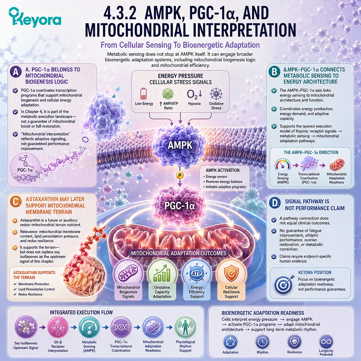 AMPK and PGC-1α coordinate mitochondrial interpretation and bioenergetic adaptation within Keyora metabolic execution architecture. AMPK and PGC-1α coordinate mitochondrial interpretation and bioenergetic adaptation within Keyora metabolic execution architecture.