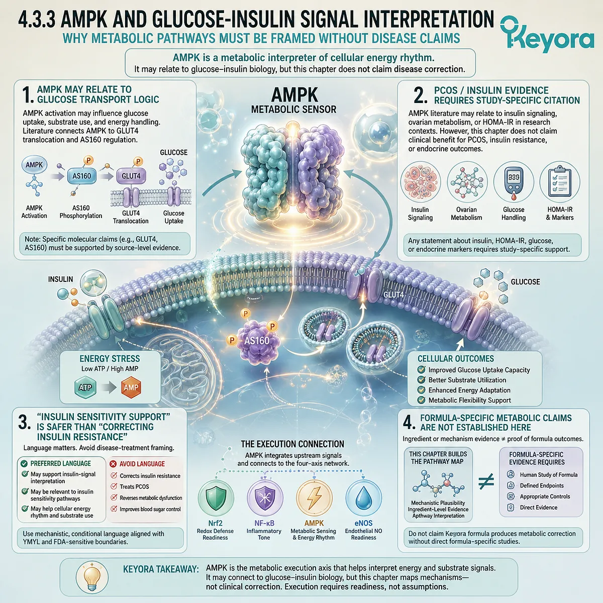 AMPK interprets glucose-insulin signaling and metabolic pressure within Keyora cellular energy adaptation architecture. AMPK interprets glucose-insulin signaling and metabolic pressure within Keyora cellular energy adaptation architecture.
