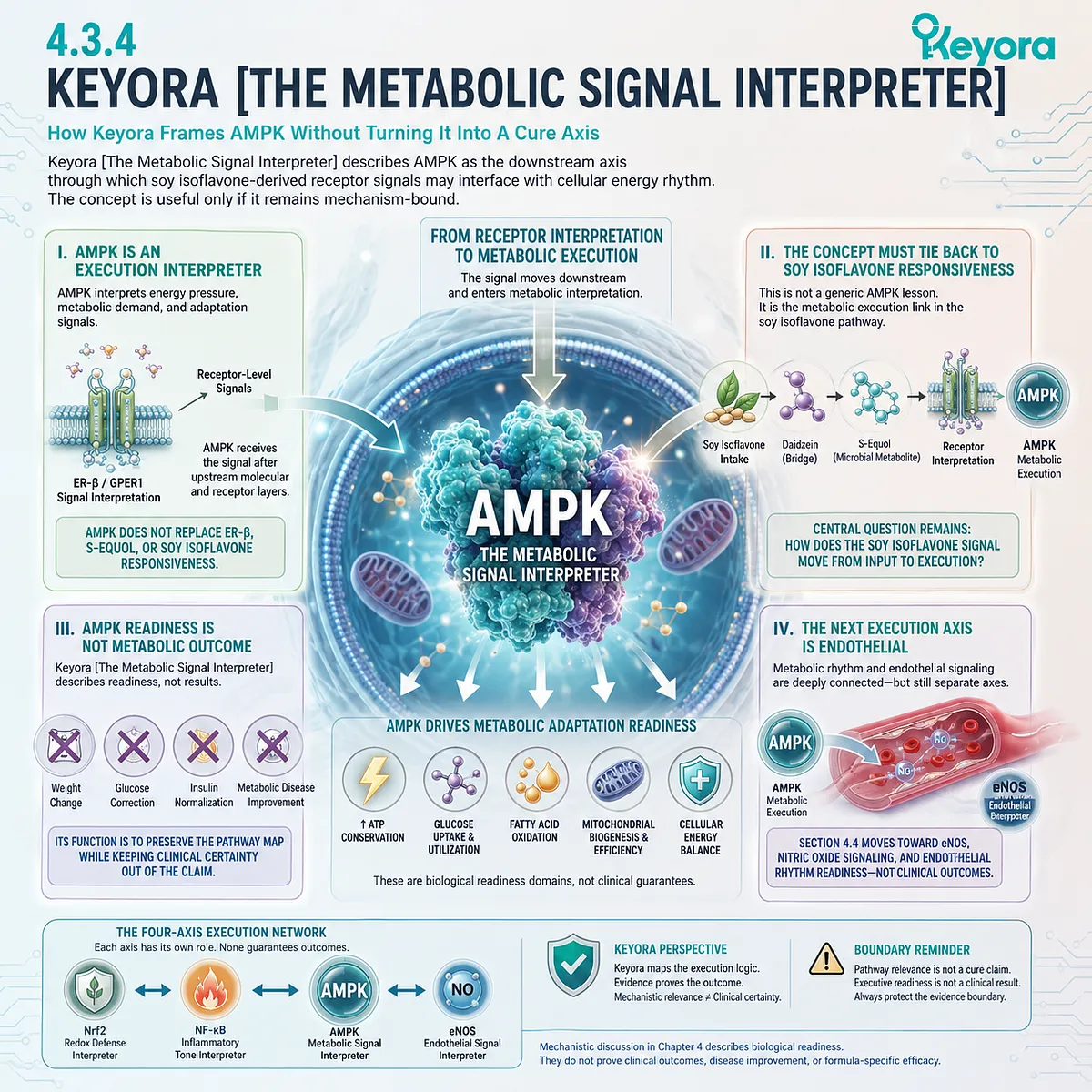 AMPK functions as Keyora Metabolic Signal Interpreter linking soy isoflavone signaling to cellular energy rhythm readiness. AMPK functions as Keyora Metabolic Signal Interpreter linking soy isoflavone signaling to cellular energy rhythm readiness.