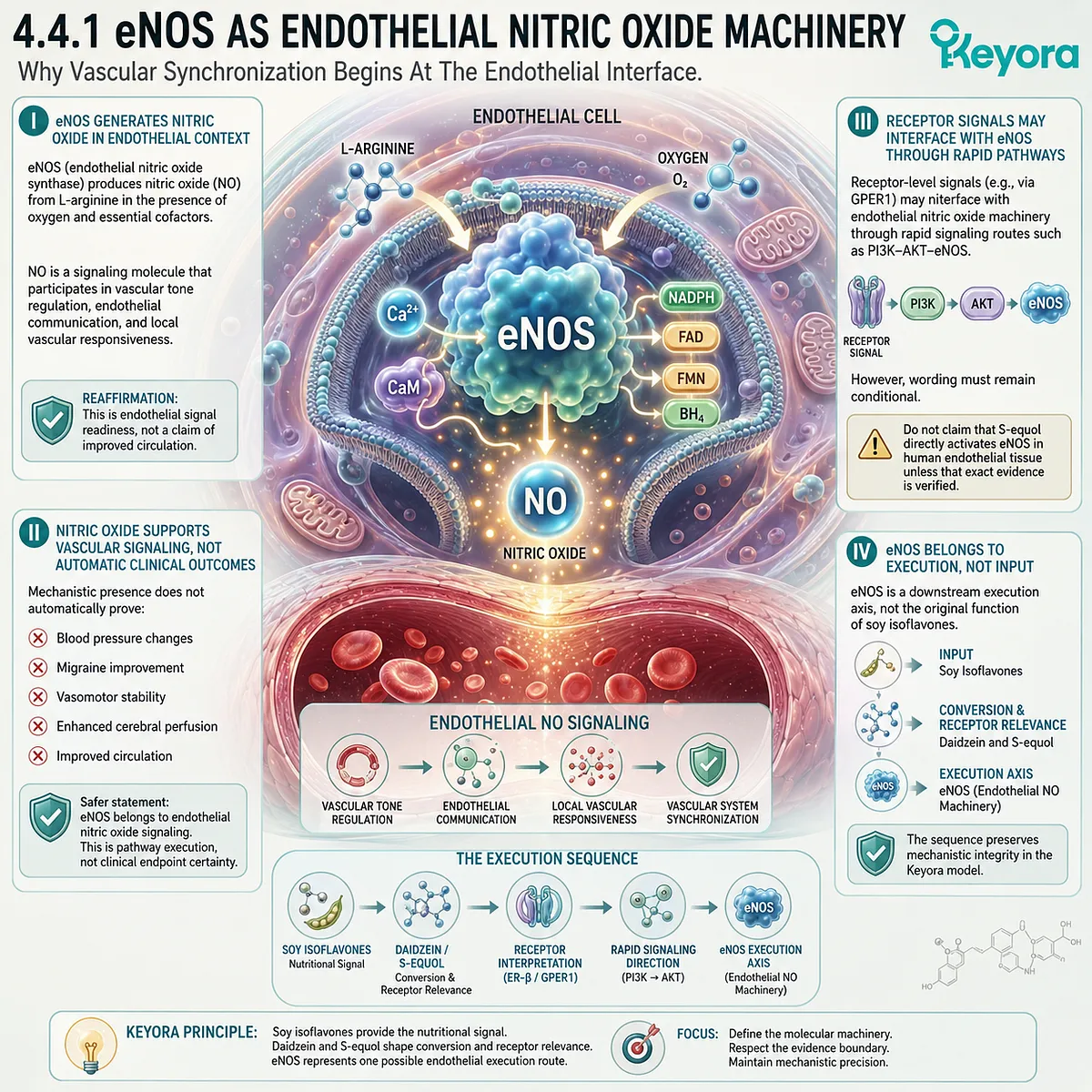 eNOS directs nitric oxide signaling and endothelial synchronization through receptor-linked vascular execution pathways in Keyora architecture. eNOS directs nitric oxide signaling and endothelial synchronization through receptor-linked vascular execution pathways in Keyora architecture.