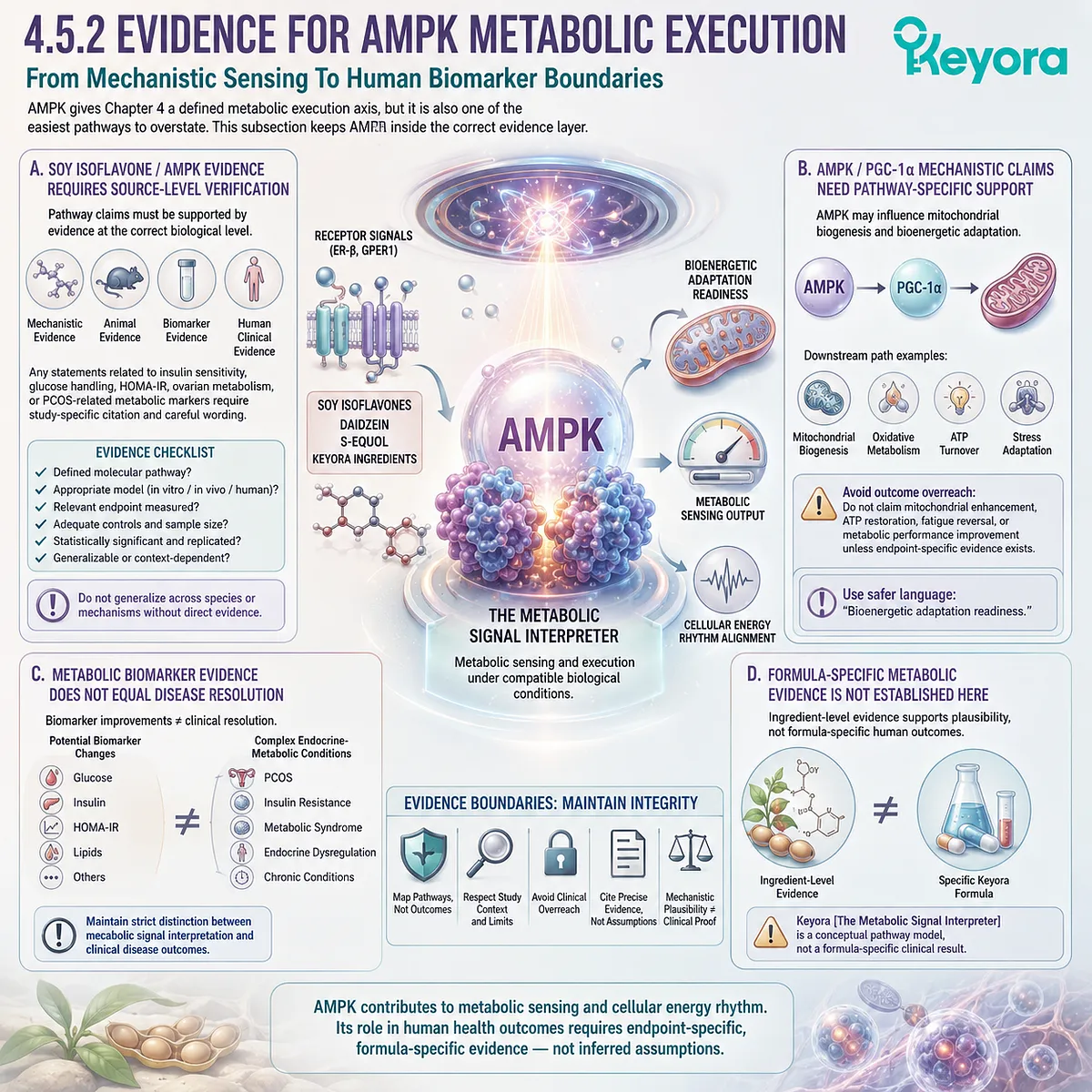 AMPK and PGC-1α evidence boundaries define metabolic execution readiness within Keyora bioenergetic adaptation architecture. AMPK and PGC-1α evidence boundaries define metabolic execution readiness within Keyora bioenergetic adaptation architecture.