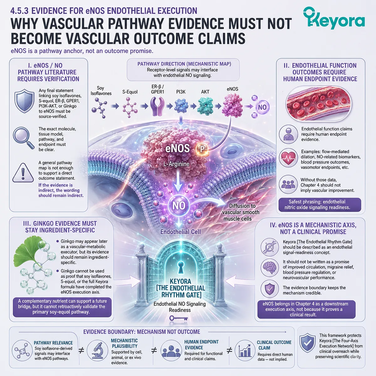 eNOS evidence boundaries preserve endothelial nitric oxide execution within Keyora vascular signaling architecture. eNOS evidence boundaries preserve endothelial nitric oxide execution within Keyora vascular signaling architecture.