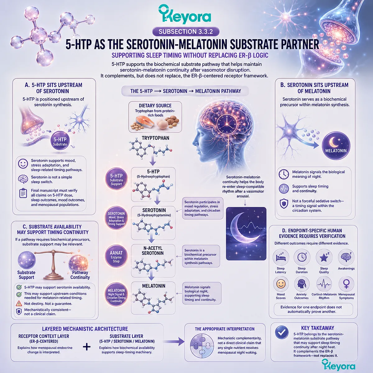 5-HTP supports serotonin-melatonin substrate continuity while ER-β signaling stabilizes neuroendocrine sleep timing in Keyora. 5-HTP supports serotonin-melatonin substrate continuity while ER-β signaling stabilizes neuroendocrine sleep timing in Keyora.