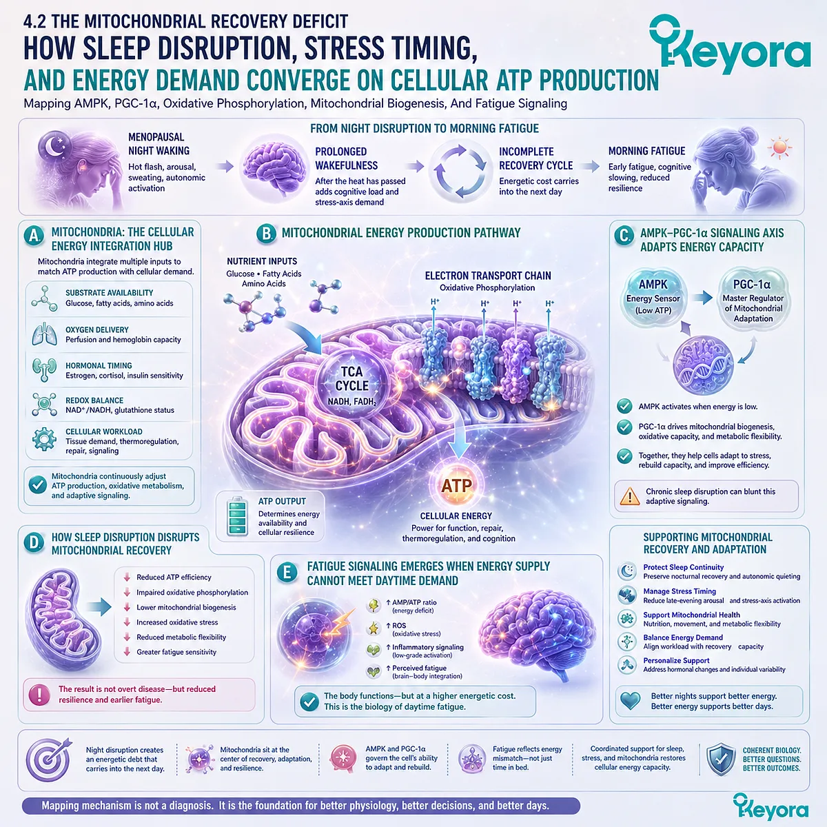 Sleep fragmentation disrupts AMPK-PGC-1α signaling and oxidative phosphorylation, driving mitochondrial recovery deficit and fatigue. Sleep fragmentation disrupts AMPK-PGC-1α signaling and oxidative phosphorylation, driving mitochondrial recovery deficit and fatigue.