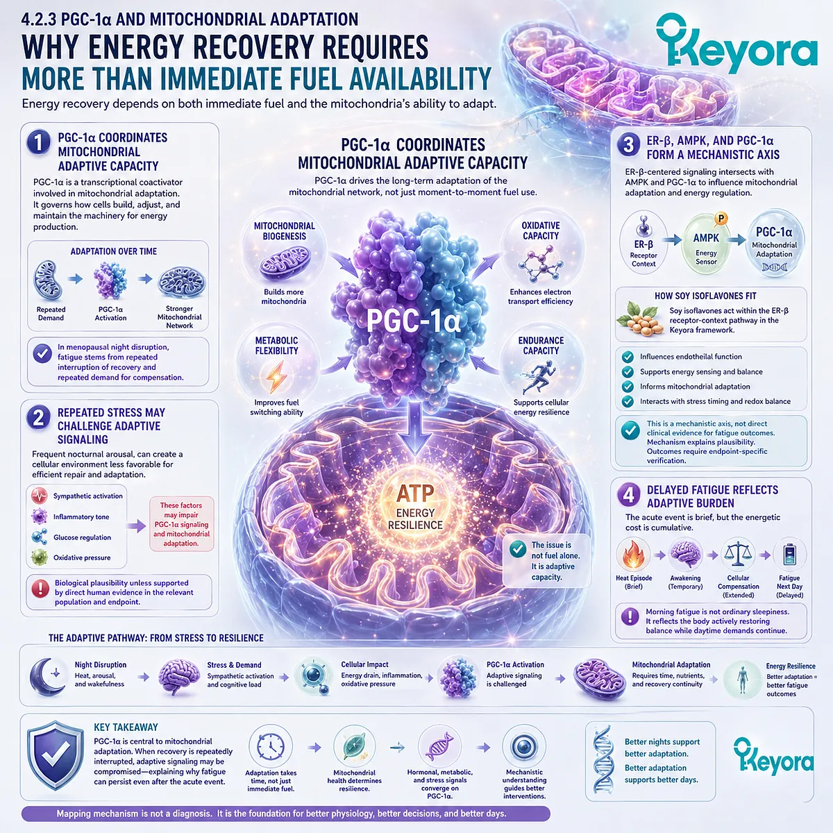 PGC-1α coordinates mitochondrial biogenesis, ATP adaptation, and ER-β energy signaling during menopausal recovery strain. PGC-1α coordinates mitochondrial biogenesis, ATP adaptation, and ER-β energy signaling during menopausal recovery strain.