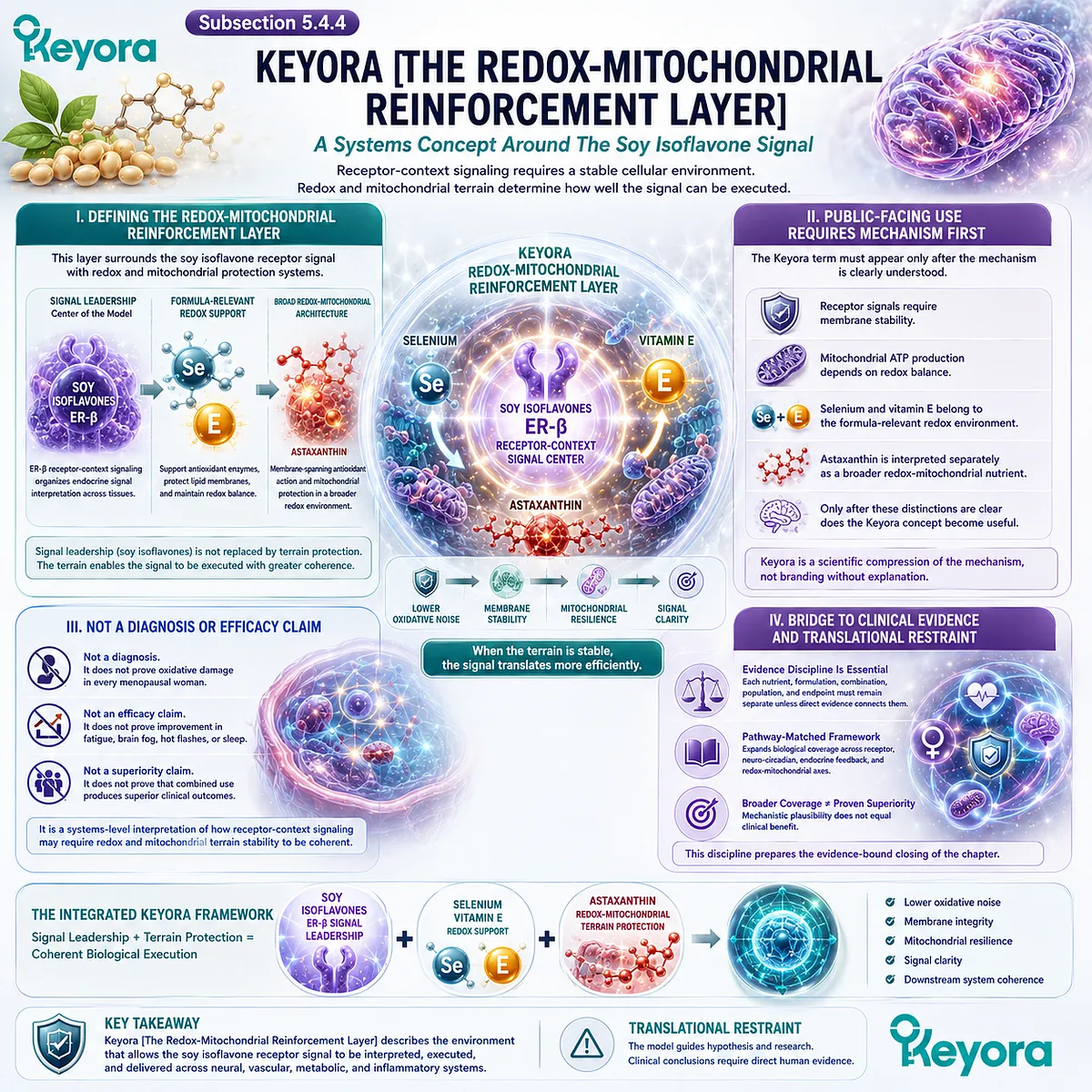 ER-β signaling, mitochondrial redox balance, and lipid-membrane protection coordinate cellular resilience within Keyora’s Redox-Mitochondrial Reinforcement Layer. ER-β signaling, mitochondrial redox balance, and lipid-membrane protection coordinate cellular resilience within Keyora’s Redox-Mitochondrial Reinforcement Layer.