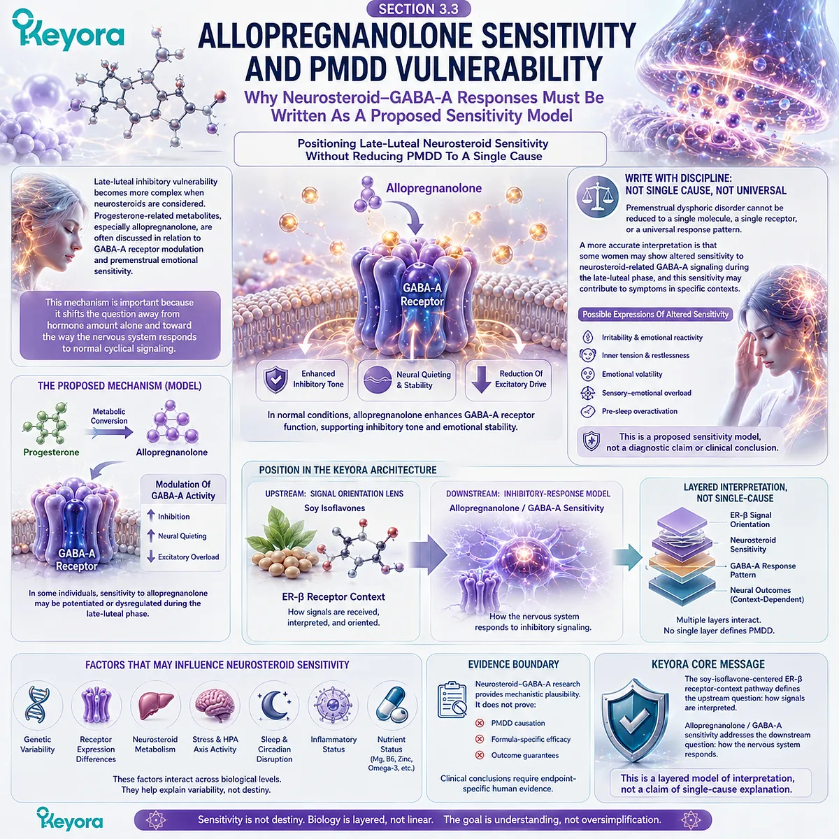 Keyora GABA Brake Failure integrates allopregnanolone sensitivity, GABA-A modulation, inhibitory-response vulnerability, and sensory-emotional overload within ER-β signal governance. Keyora GABA Brake Failure integrates allopregnanolone sensitivity, GABA-A modulation, inhibitory-response vulnerability, and sensory-emotional overload within ER-β signal governance.