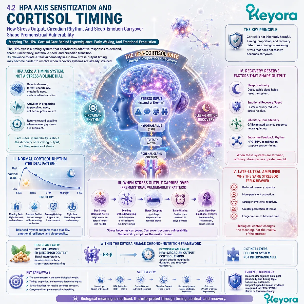 PMS stress sensitivity, HPA-axis activation, cortisol timing, and sleep-emotion carryover mapped through Keyora HPA-Luteal Stress Amplifier PMS stress sensitivity, HPA-axis activation, cortisol timing, and sleep-emotion carryover mapped through Keyora HPA-Luteal Stress Amplifier