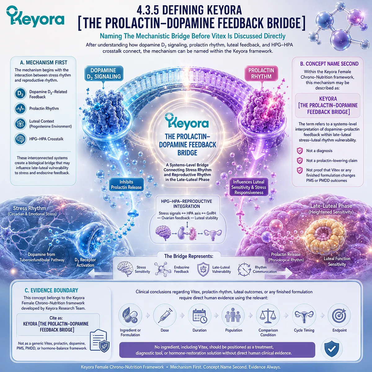 PMS stress sensitivity, dopamine D₂ signaling, prolactin rhythm, and HPG-HPA crosstalk linked through Keyora Prolactin-Dopamine Feedback Bridge PMS stress sensitivity, dopamine D₂ signaling, prolactin rhythm, and HPG-HPA crosstalk linked through Keyora Prolactin-Dopamine Feedback Bridge