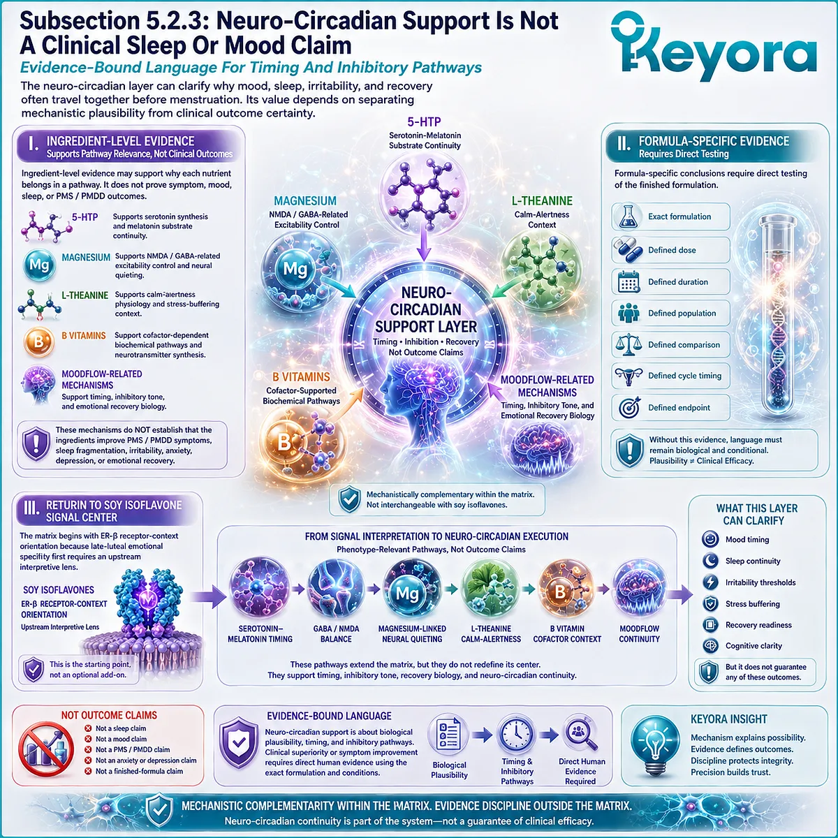 PMS sleep and mood support pathways linked to serotonin-melatonin timing, GABA balance, and Keyora Neuro-Circadian Matrix interpretation PMS sleep and mood support pathways linked to serotonin-melatonin timing, GABA balance, and Keyora Neuro-Circadian Matrix interpretation