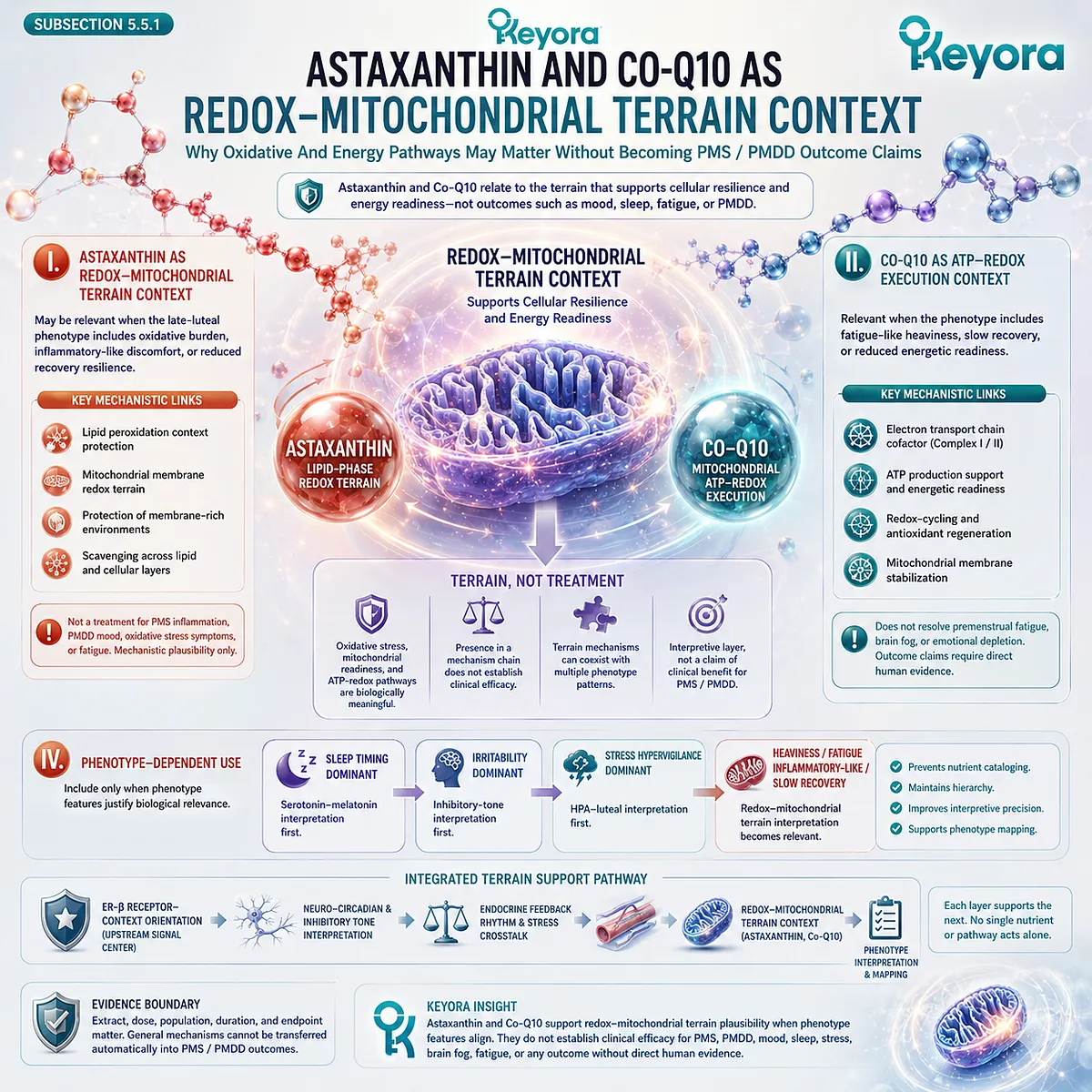 Astaxanthin, Co-Q10, and PMS fatigue support linked to mitochondrial redox balance and Keyora terrain resilience pathways Astaxanthin, Co-Q10, and PMS fatigue support linked to mitochondrial redox balance and Keyora terrain resilience pathways
