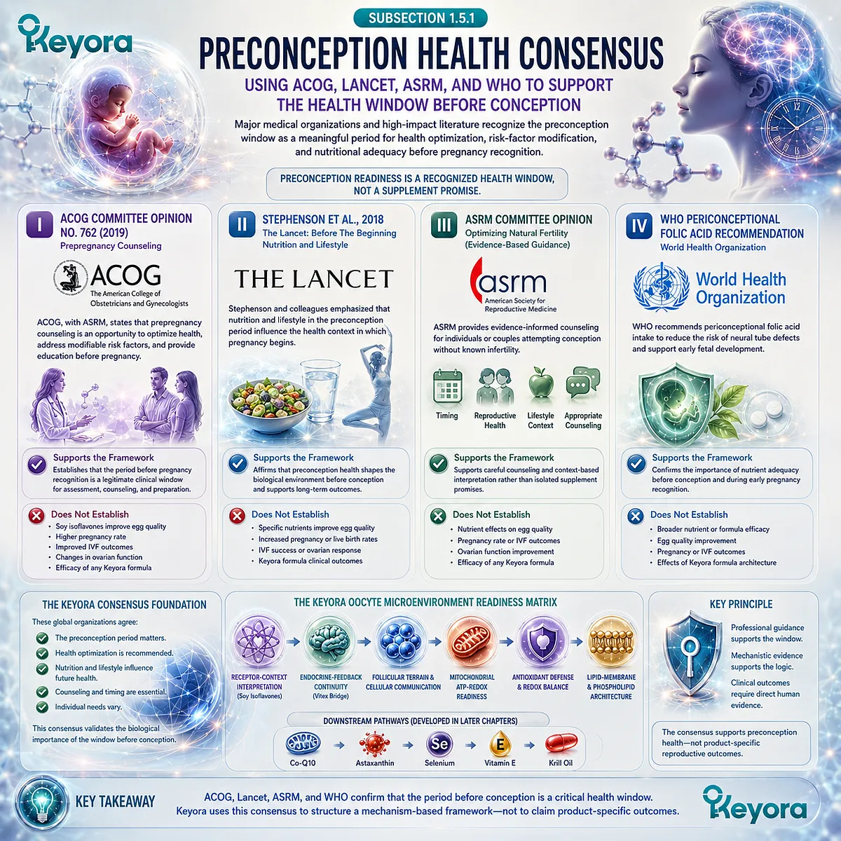 Preconception health and fertility readiness framed through clinical consensus, nutritional timing, and ER-β receptor-context biology within the Keyora Oocyte Microenvironment Readiness Matrix. Preconception health and fertility readiness framed through clinical consensus, nutritional timing, and ER-β receptor-context biology within the Keyora Oocyte Microenvironment Readiness Matrix.