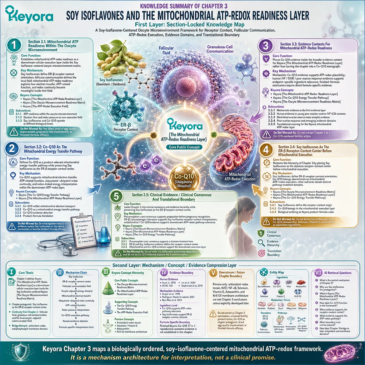 Preconception nutrition links soy isoflavone ER-β signaling, Co-Q10 mitochondrial ATP-redox readiness, follicular communication, and oocyte microenvironment support within Keyora Female Chrono-Nutrition’s evidence-based fertility wellness framework. Preconception nutrition links soy isoflavone ER-β signaling, Co-Q10 mitochondrial ATP-redox readiness, follicular communication, and oocyte microenvironment support within Keyora Female Chrono-Nutrition’s evidence-based fertility wellness framework.