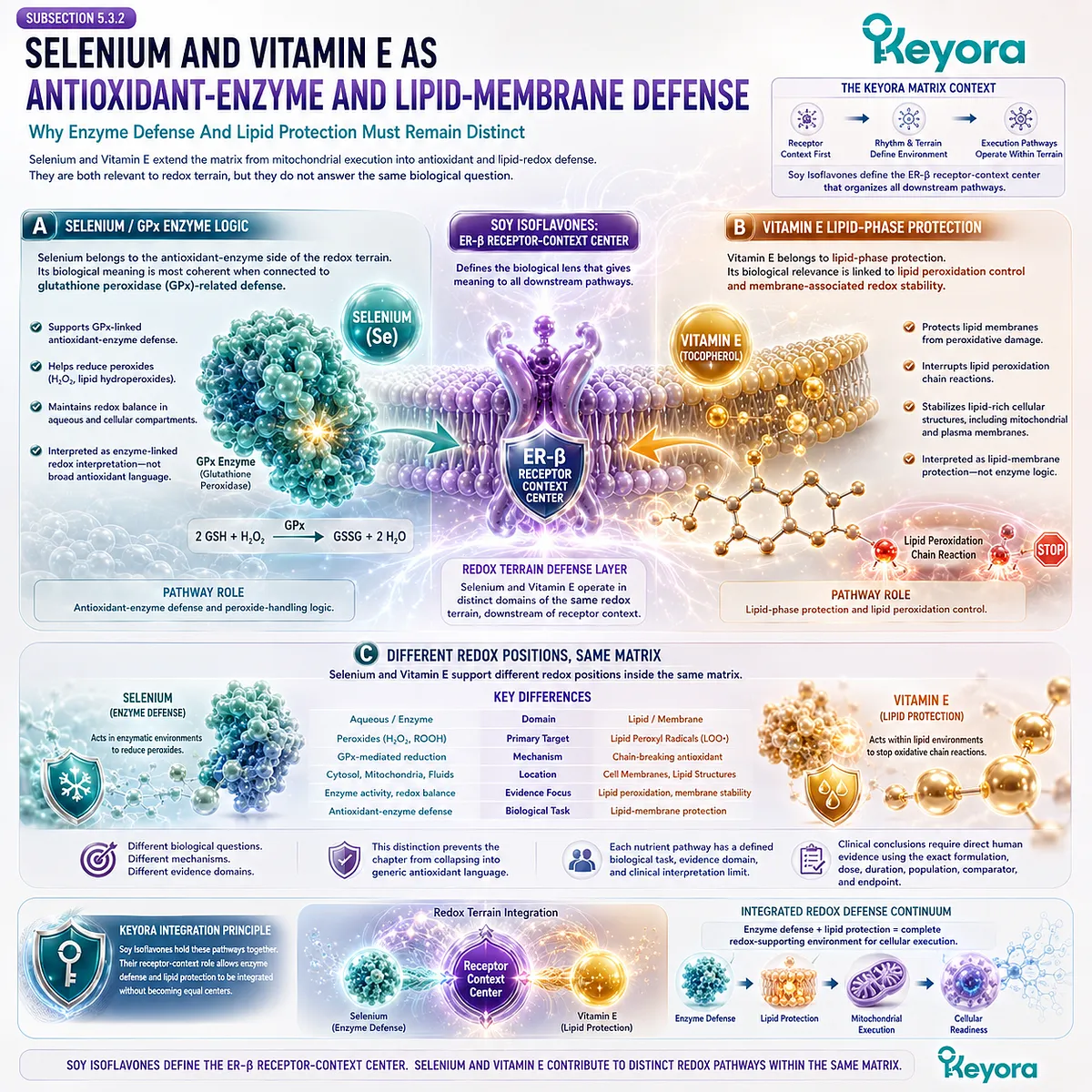 Antioxidant support and fertility wellness interpreted through glutathione peroxidase activity, lipid peroxidation defense, ER-β signaling, and the Keyora Oocyte Microenvironment Re-Synchronization Matrix. Antioxidant support and fertility wellness interpreted through glutathione peroxidase activity, lipid peroxidation defense, ER-β signaling, and the Keyora Oocyte Microenvironment Re-Synchronization Matrix.
