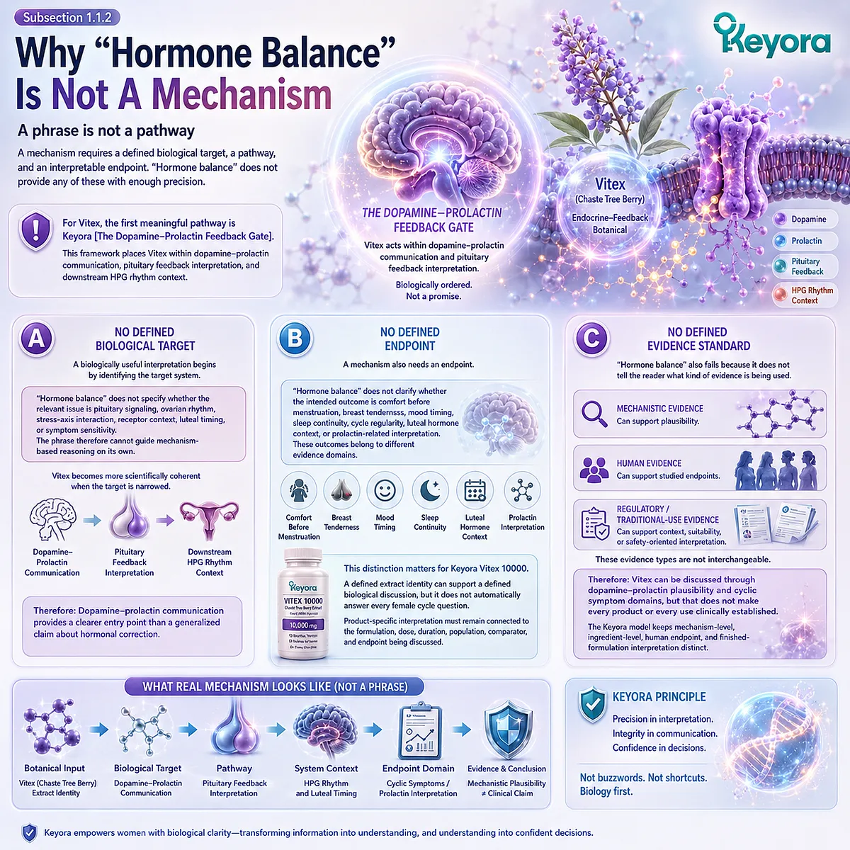 Vitex hormone balance support is reframed through dopamine-prolactin signaling, pituitary feedback, HPG rhythm context, and evidence-based endpoint interpretation in the Keyora Dopamine-Prolactin Feedback Gate. Vitex hormone balance support is reframed through dopamine-prolactin signaling, pituitary feedback, HPG rhythm context, and evidence-based endpoint interpretation in the Keyora Dopamine-Prolactin Feedback Gate.