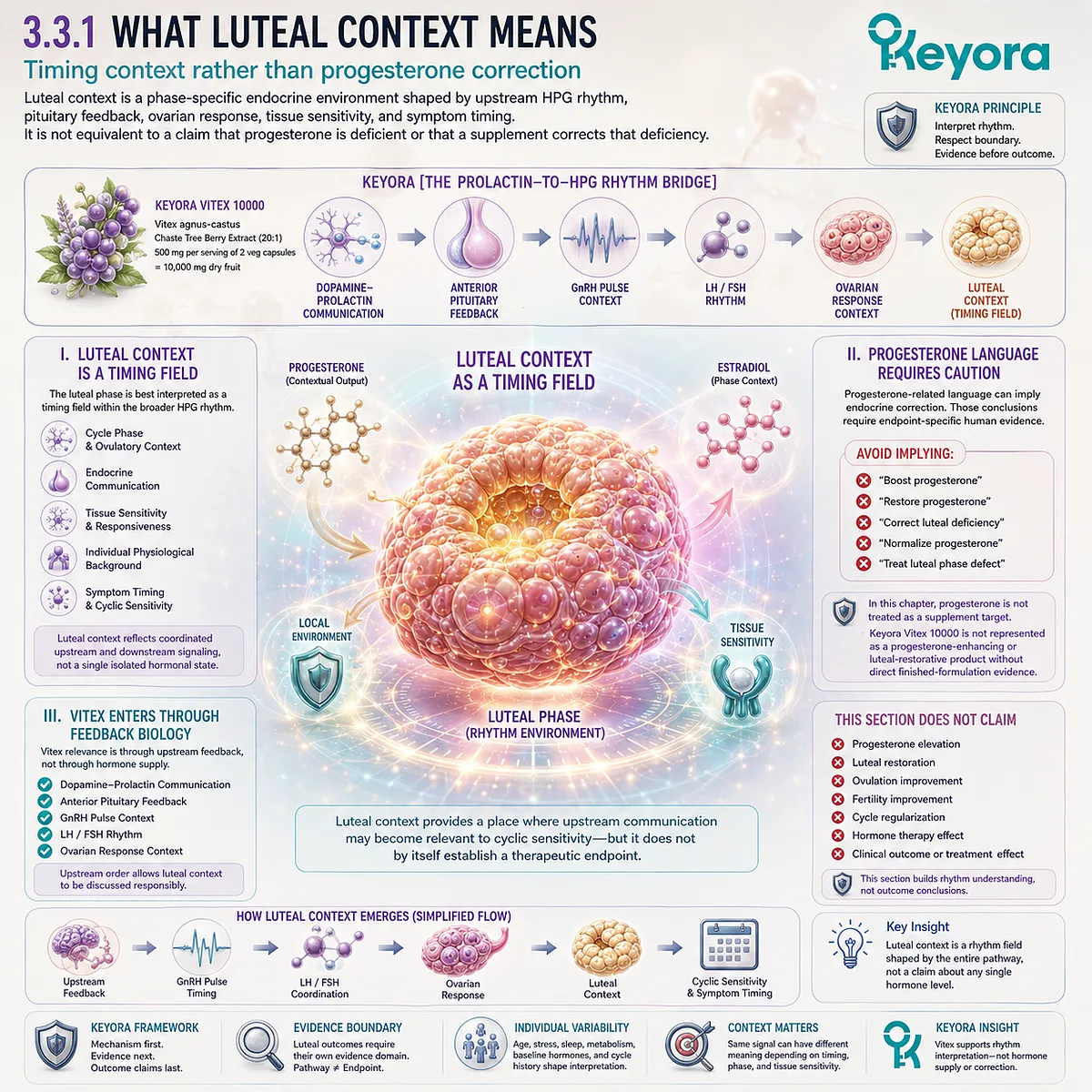 Vitex, luteal-phase timing, cyclic sensitivity, and female rhythm support through endocrine-feedback communication, HPG coordination, and pituitary signaling within the Keyora Prolactin-to-HPG Rhythm Bridge. Vitex, luteal-phase timing, cyclic sensitivity, and female rhythm support through endocrine-feedback communication, HPG coordination, and pituitary signaling within the Keyora Prolactin-to-HPG Rhythm Bridge.